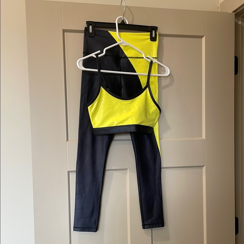 Yellow and Black Activewear Set metallic